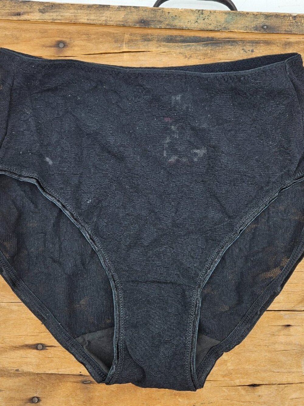 New VTG 90s Victoria's Secret Briefs Womens L Black Stretch Lace Panty